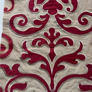 Red and Beige Patterned Fabric